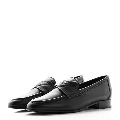 Chanel Calfskin Mens Stitched CC Loafers 37 Black 3 of 8