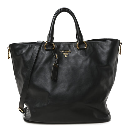 Prada Soft Calf Side Zip Tote Black 1 of 9