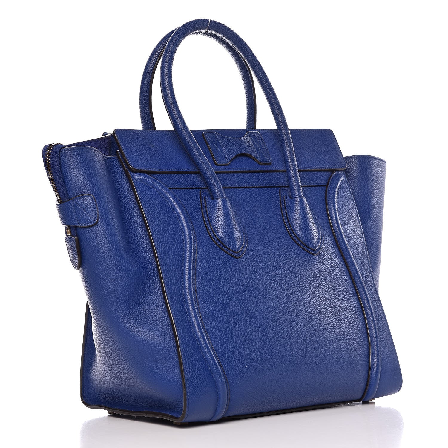Celine Drummed Calfskin Mini Luggage Indigo 3 of 12