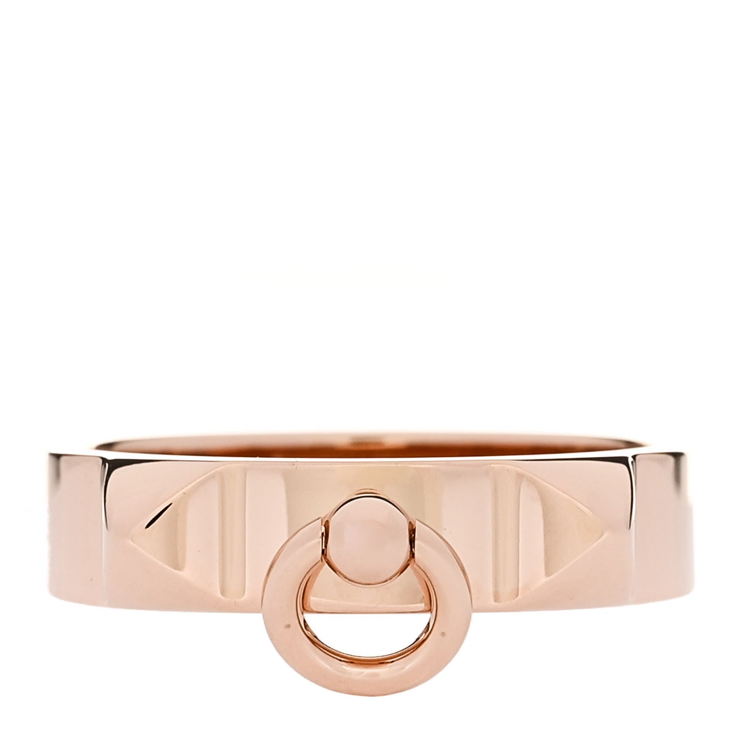 Hermes 18K Rose Gold PM Collier De Chien Ring 58 8.5 1 of 5