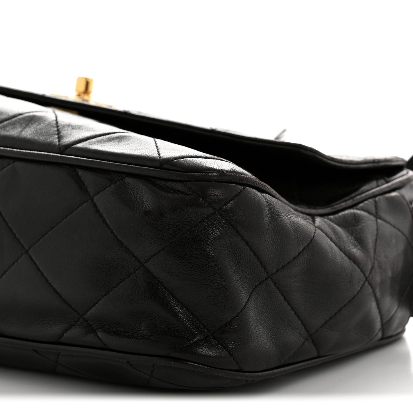 Lambskin Quilted Tassel Camera Case Black