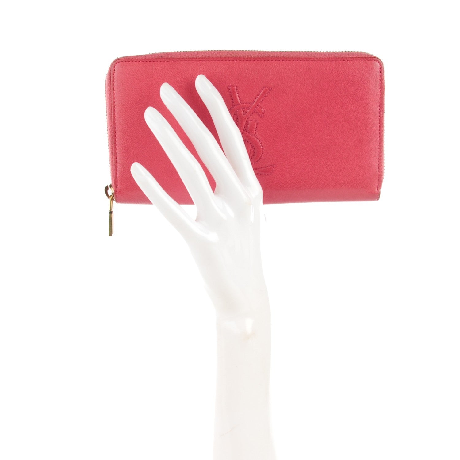 Saint Laurent Chevre Belle De Jour Zip Around Wallet Pink 2 of 9