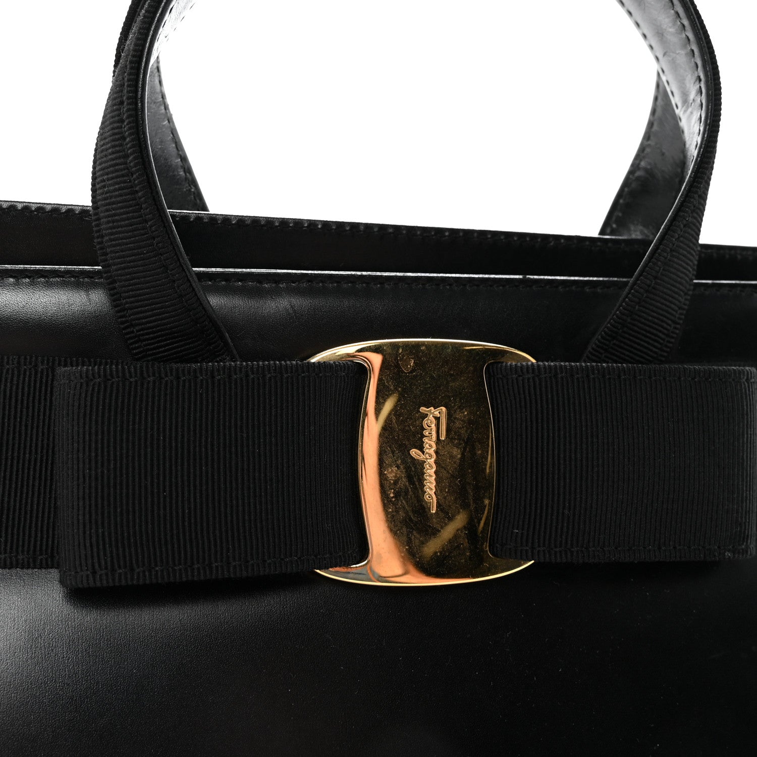 Salvatore Ferragamo Calfskin Medium Vara Bow Top Handle Tote Black 7 of 9