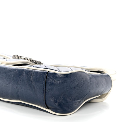 Gucci Vintage Effect Calfskin Matelasse Diagonal Small Torchon GG Marmont Shoulder Bag Blue Agata Mystic White 10 of 10