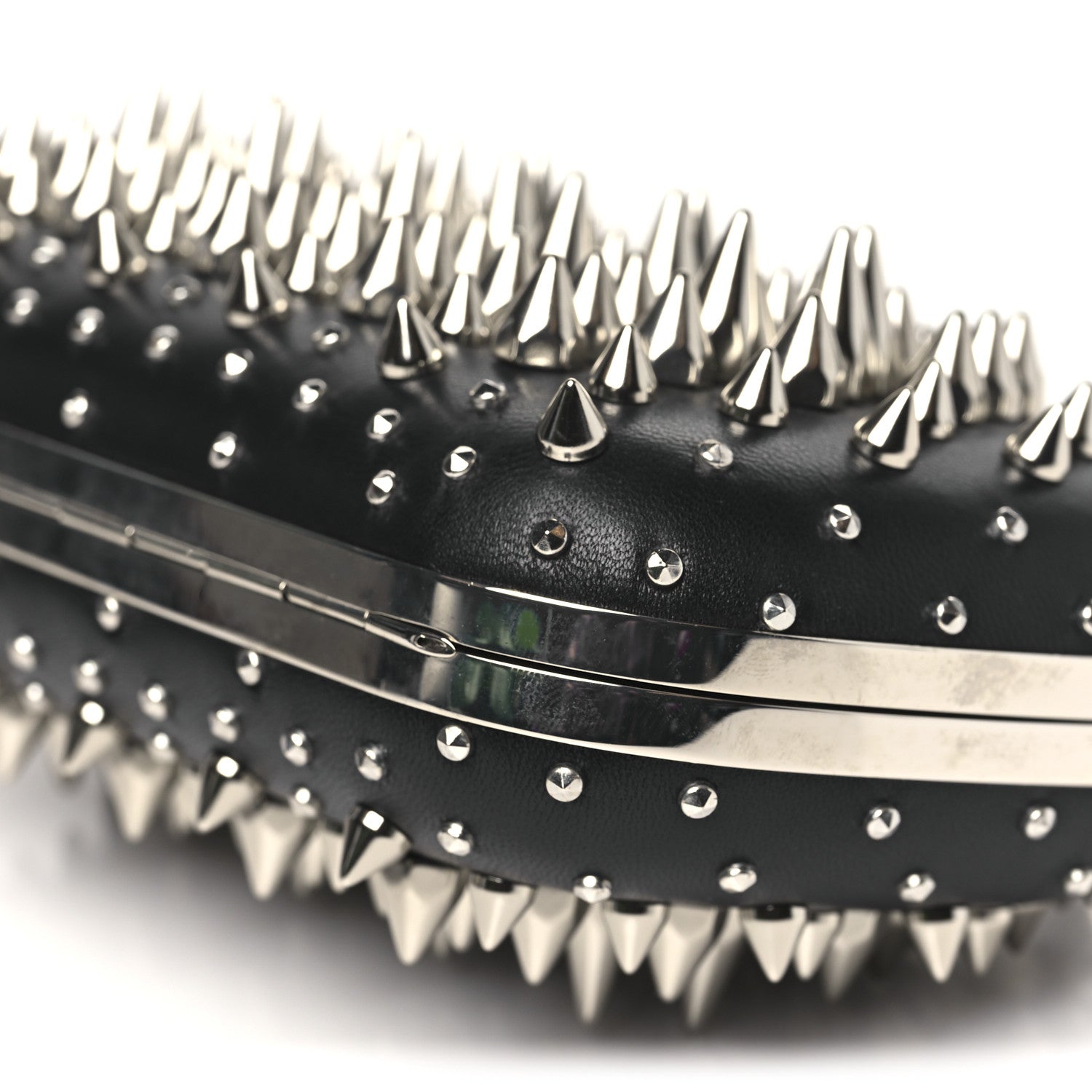 Alexander McQueen Calfskin Spike Studded Knuckle Box Clutch Black 9 of 10