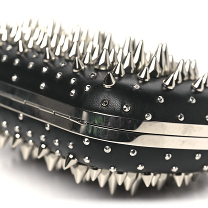 Alexander McQueen Calfskin Spike Studded Knuckle Box Clutch Black 9 of 10
