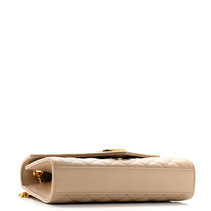 Saint Laurent Grain De Poudre Textured Mixed Matelasse Triquilt Small Monogram Satchel Dark Beige 4 of 9