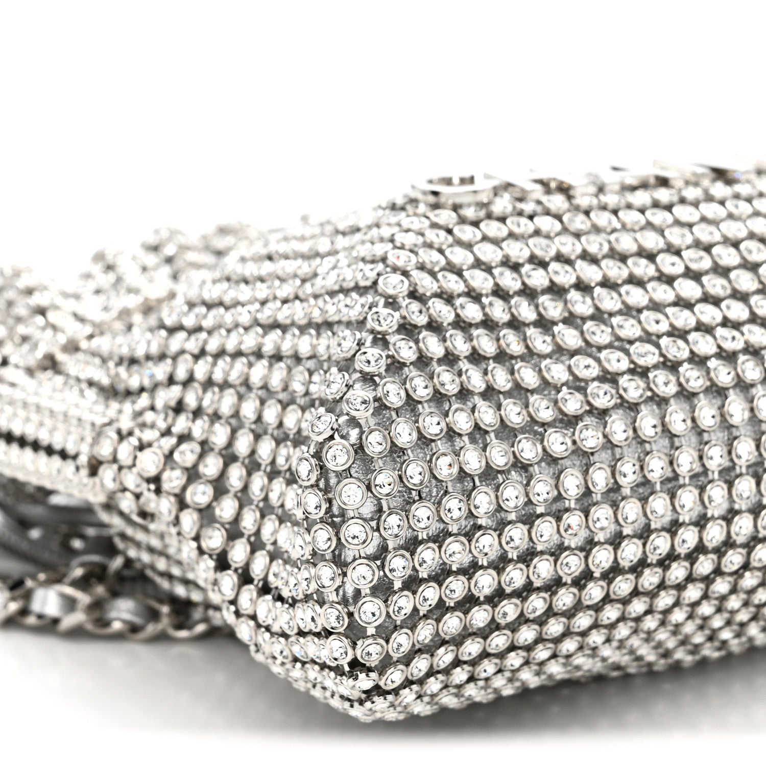 Chanel Crystal Embellished Metallic Lambskin Mini Chanel 22 Silver 9 of 11