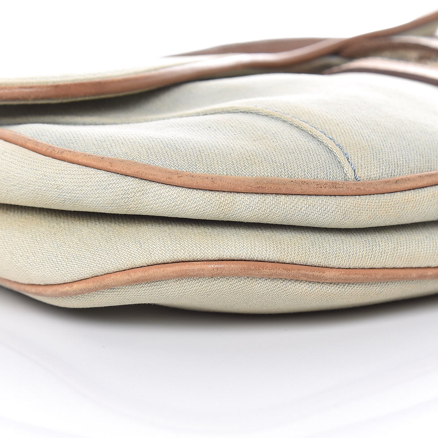 Denim Calfskin Double Saddle Bag Light Blue