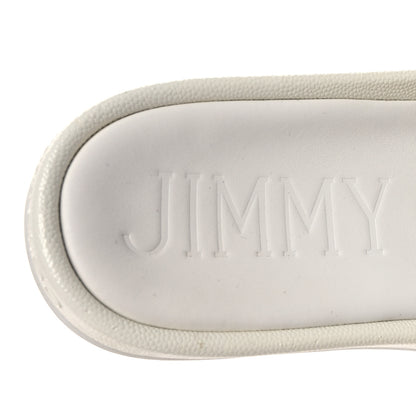 Jimmy Choo Canvas Pearl Embellished Fitz Slide Sandals 37 White 9 of 13