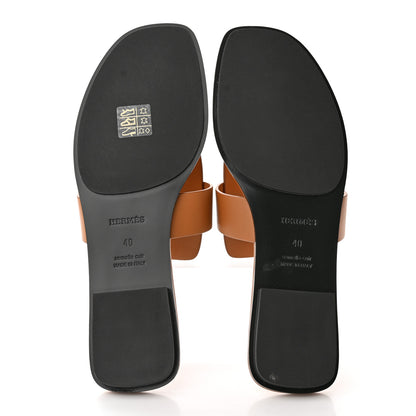 Hermes Calfskin Womens Galerie Sandals 40 Gold 5 of 11