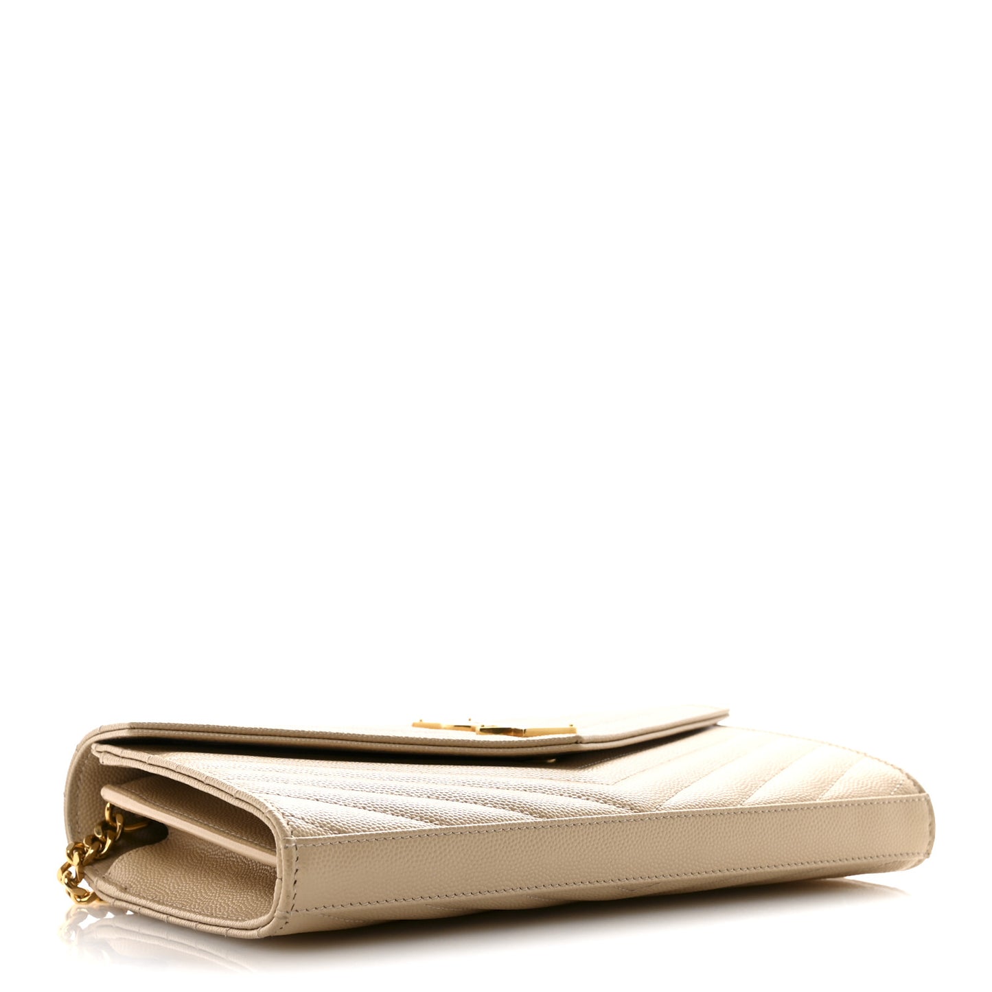 Grain De Poudre Matelasse Chevron Cassandre Chain Wallet Nude Powder