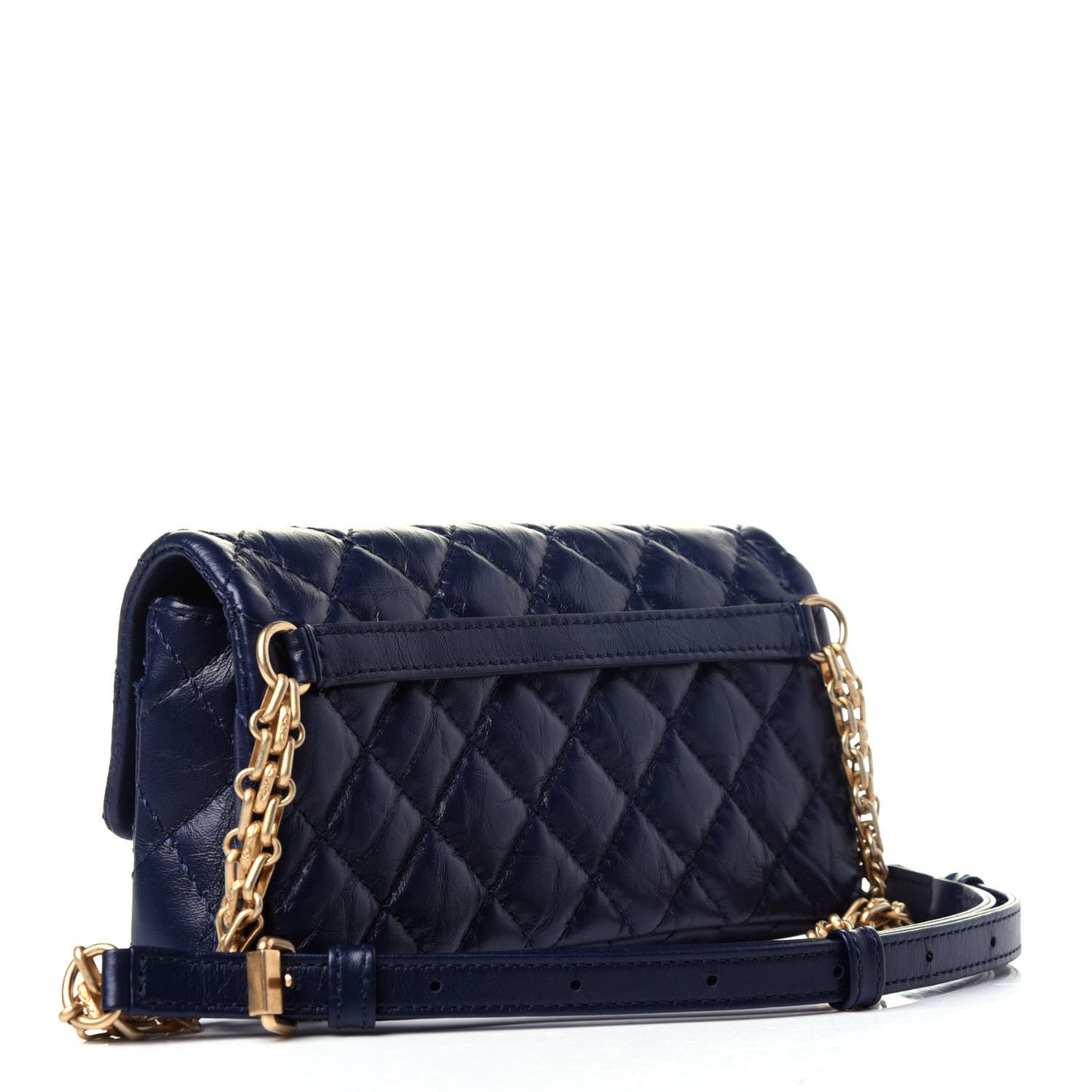 Aged Calfskin Quilted 2.55 Reissue Flap Belt Bag Clutch Navy