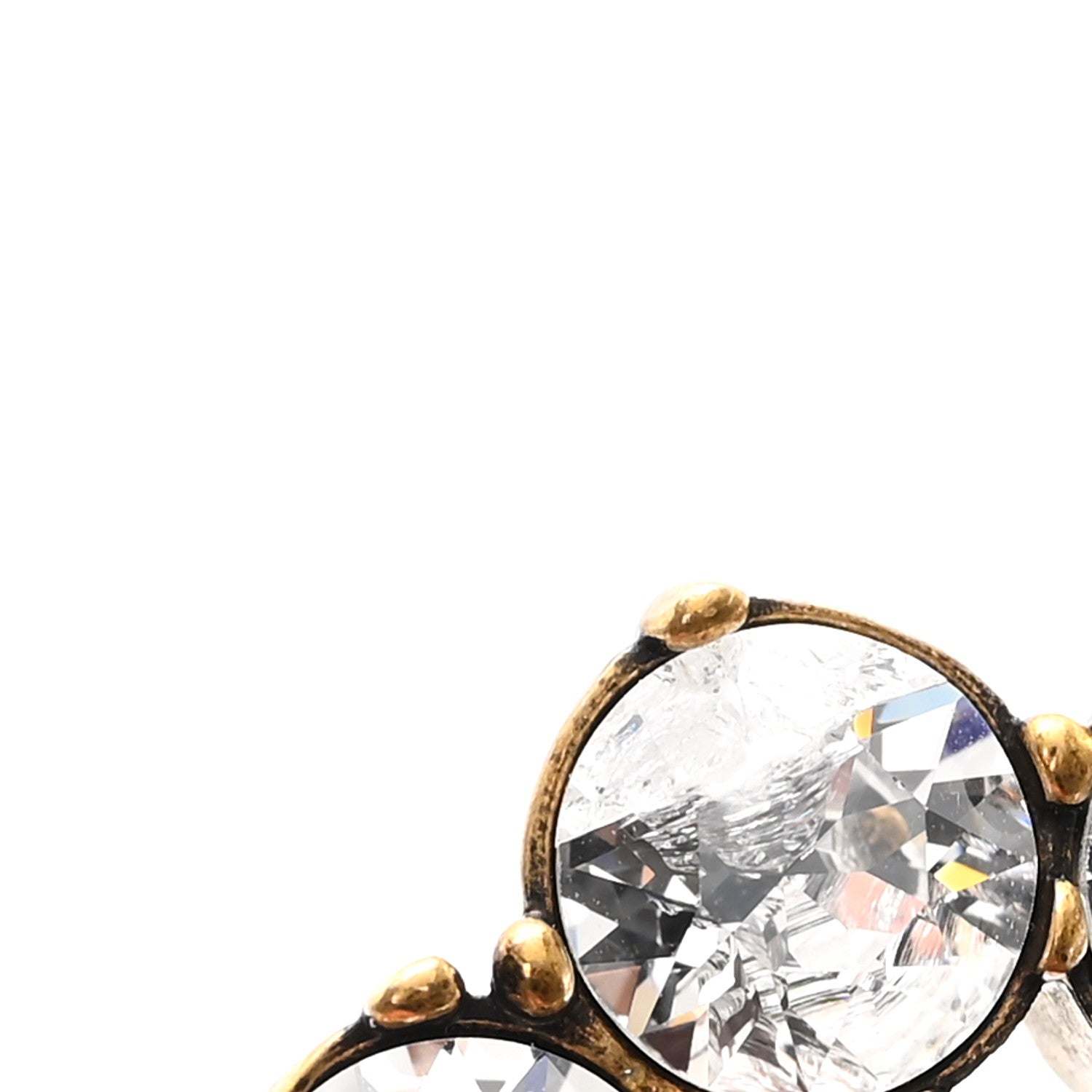 Gucci Metal Crystal Double G Brooch Aged Gold 4 of 5