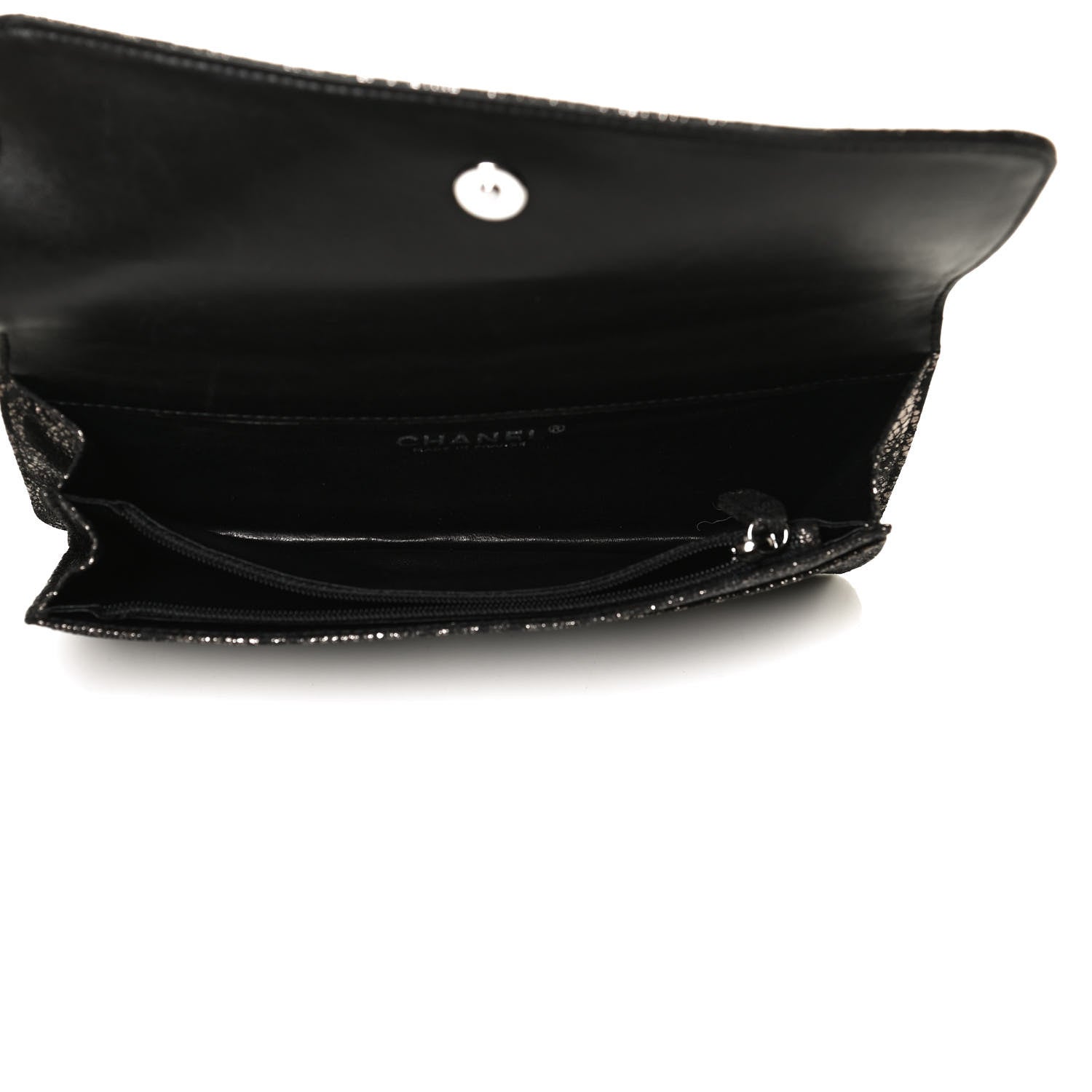 Chanel Metallic Tweed Quilted Clutch Black Dark Silver 5 of 12