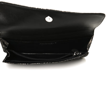 Chanel Metallic Tweed Quilted Clutch Black Dark Silver 5 of 12