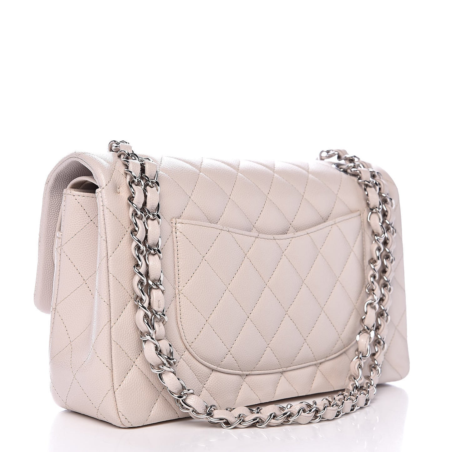 Caviar Quilted Medium Double Flap Ivory