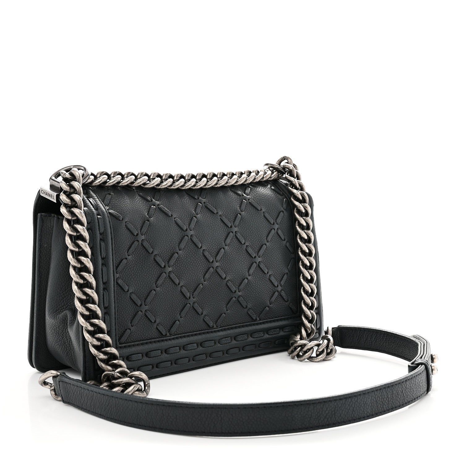 Chanel Caviar Stitched Medium Boy Flap Blue 3 of 11