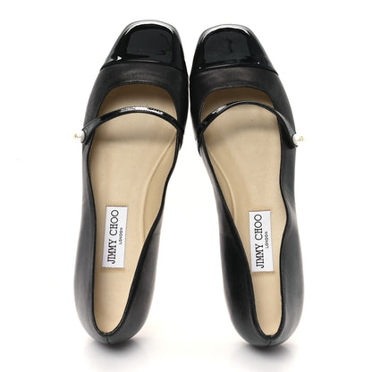 Jimmy Choo Lambskin Patent Elisa Mary Jane Flats 40 Black 2 of 8