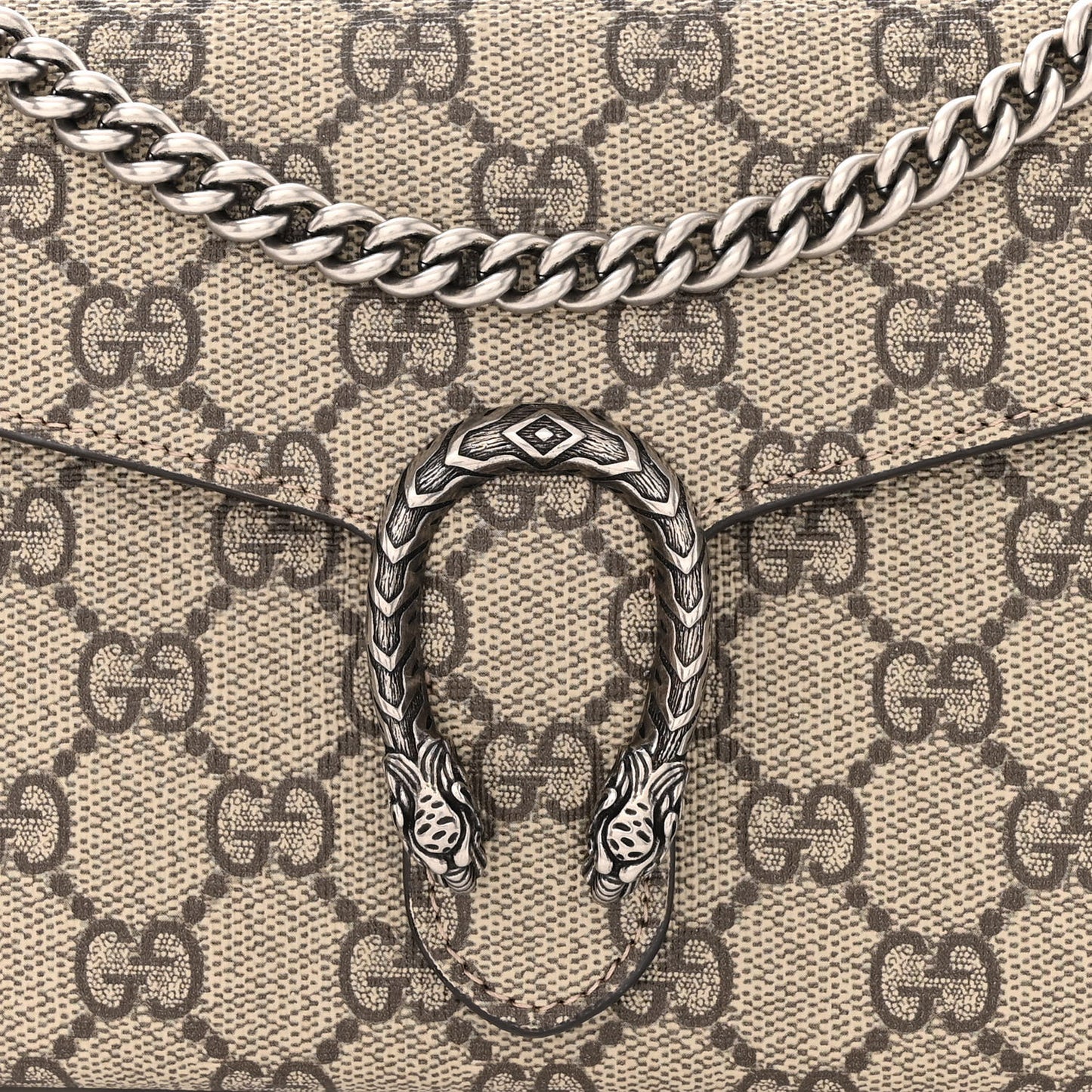 GG Supreme Monogram Mini Dionysus Chain Wallet Beige Taupe