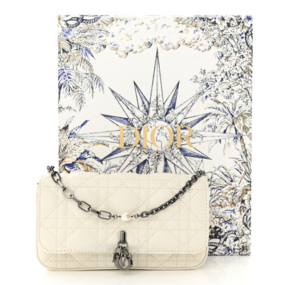 Christian Dior CHRISTIAN DIOR Calfskin Cannage Lady Dior Phone Pouch Latte 13 of 13
