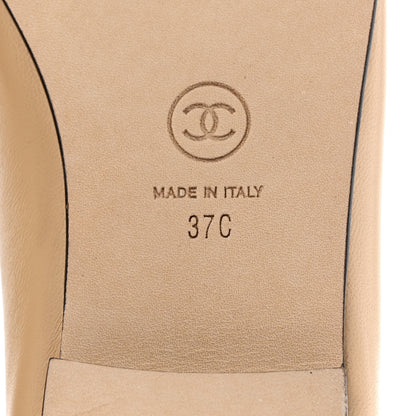 Chanel Lambskin Cap Toe CC Ballerina Flats 37 Beige Black 8 of 9