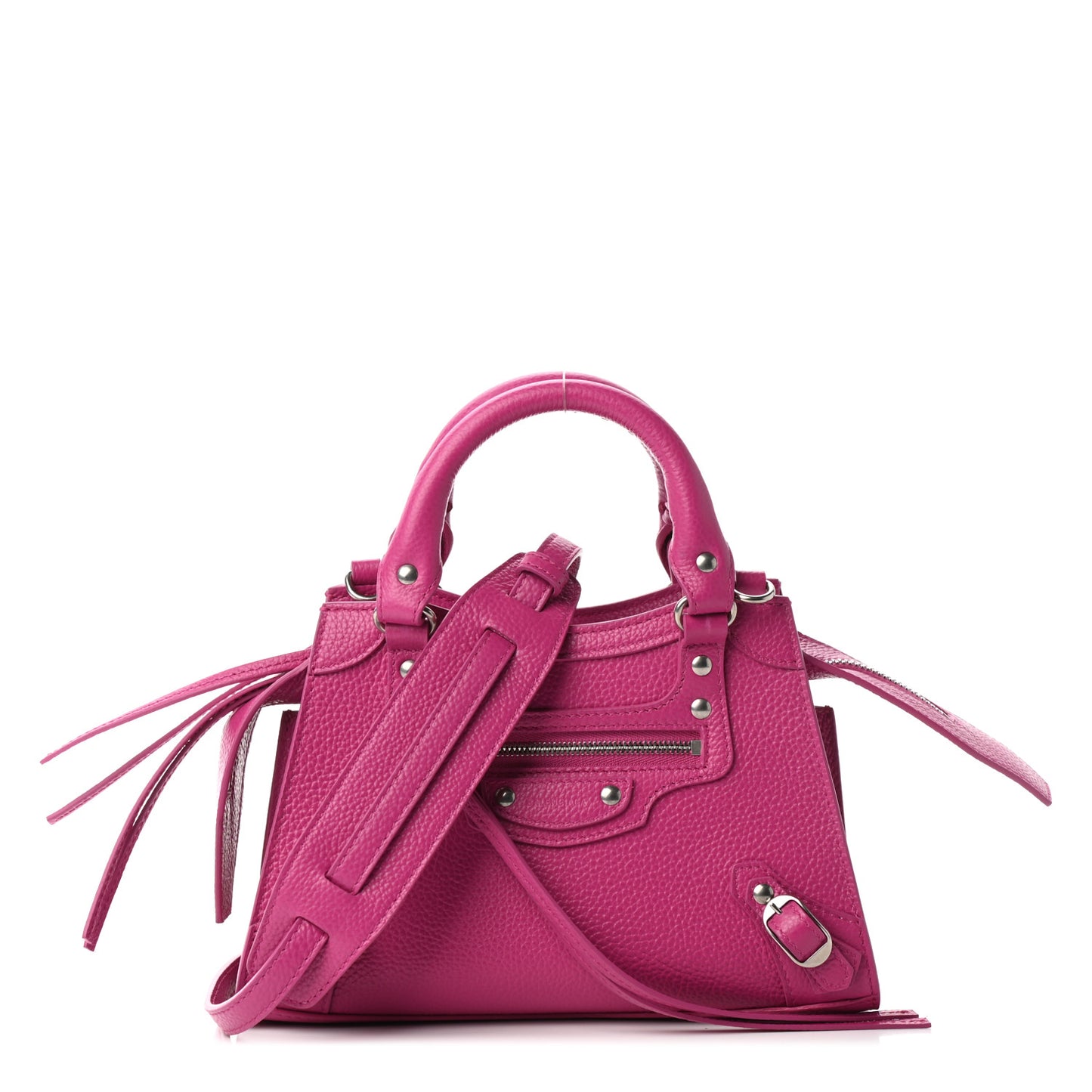 Grained Calfskin Neo Classic Silver Hardware Mini City Fuchsia