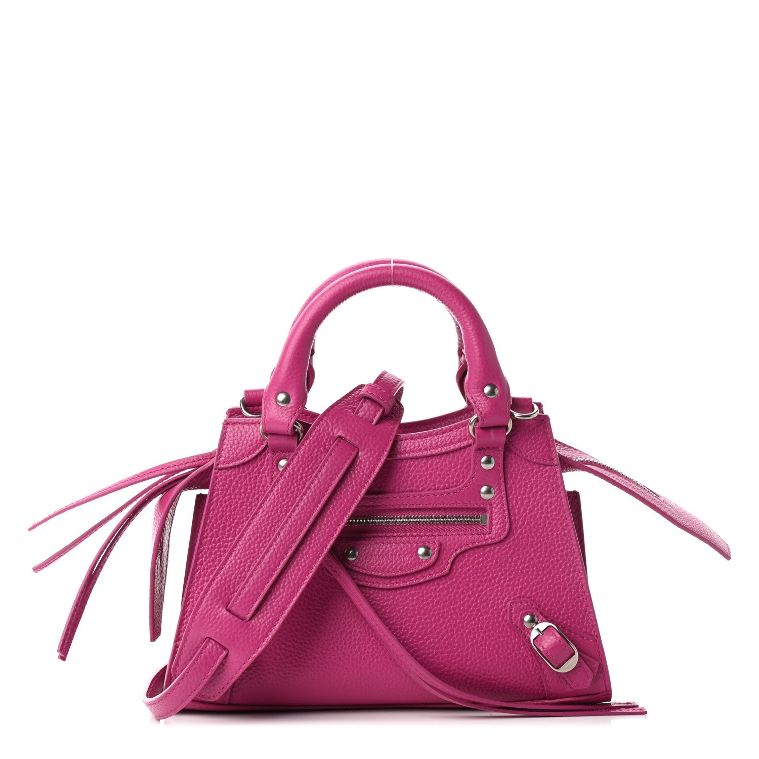 Balenciaga Grained Calfskin Neo Classic Silver Hardware Mini City Fuchsia 1 of 8