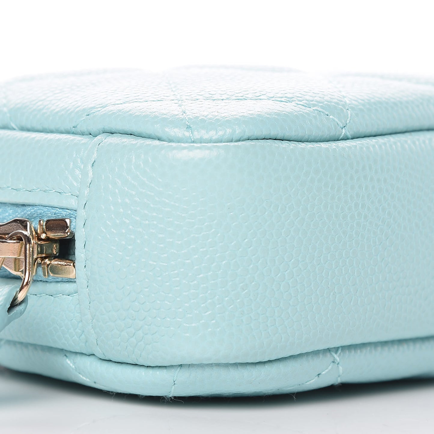 Caviar Quilted Small Curvy Pouch Cosmetic Case Light Blue