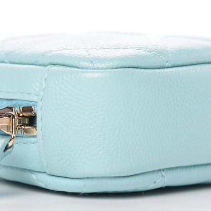 Chanel Caviar Quilted Small Curvy Pouch Cosmetic Case Light Blue 8 of 10