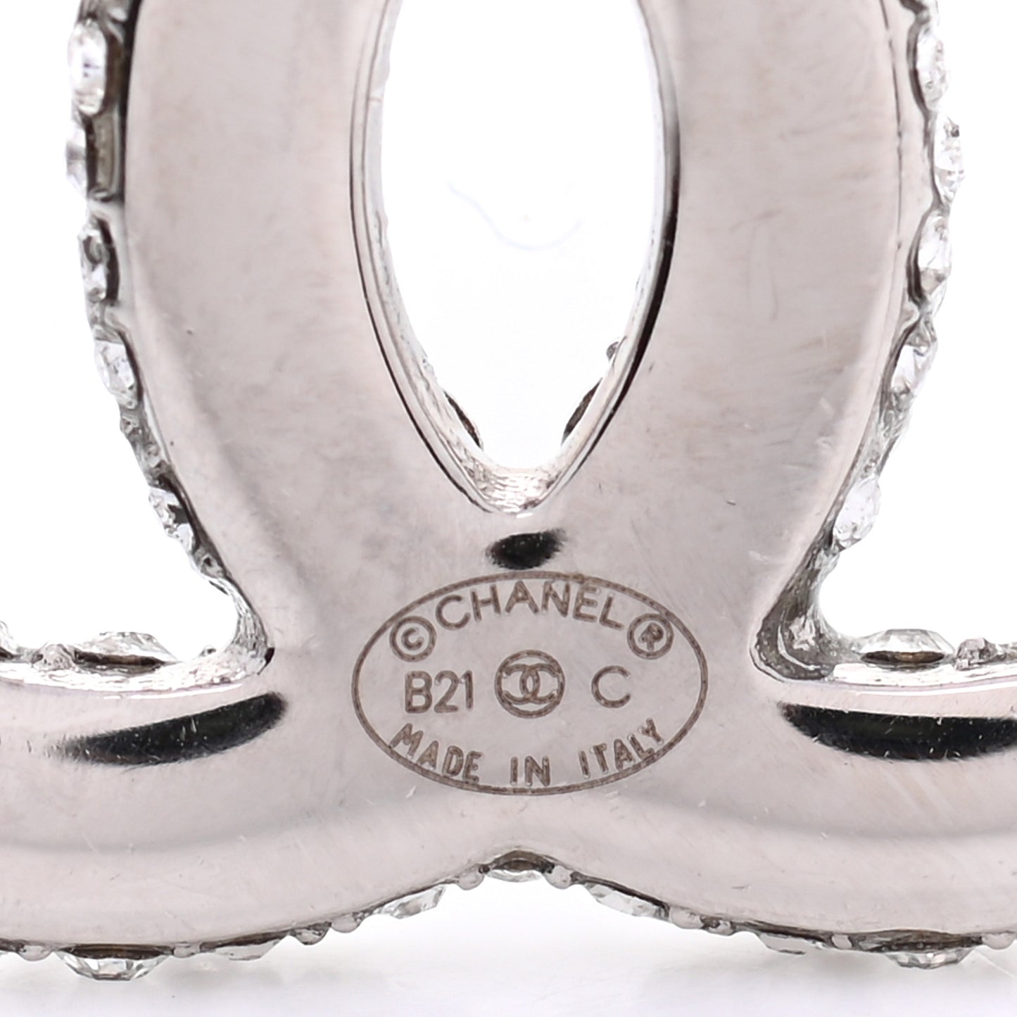 Crystal CC Treasure Chest Earrings Silver