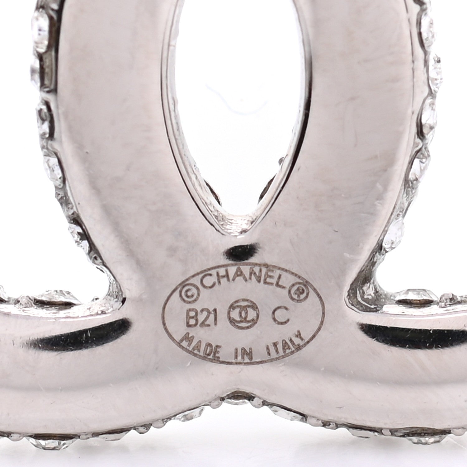 Chanel Crystal CC Treasure Chest Earrings Silver 4 of 4