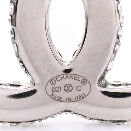 Chanel Crystal CC Treasure Chest Earrings Silver 4 of 4