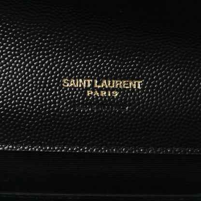 Saint Laurent Grain De Poudre Matelasse Chevron Monogram Envelope Clutch Black 5 of 10