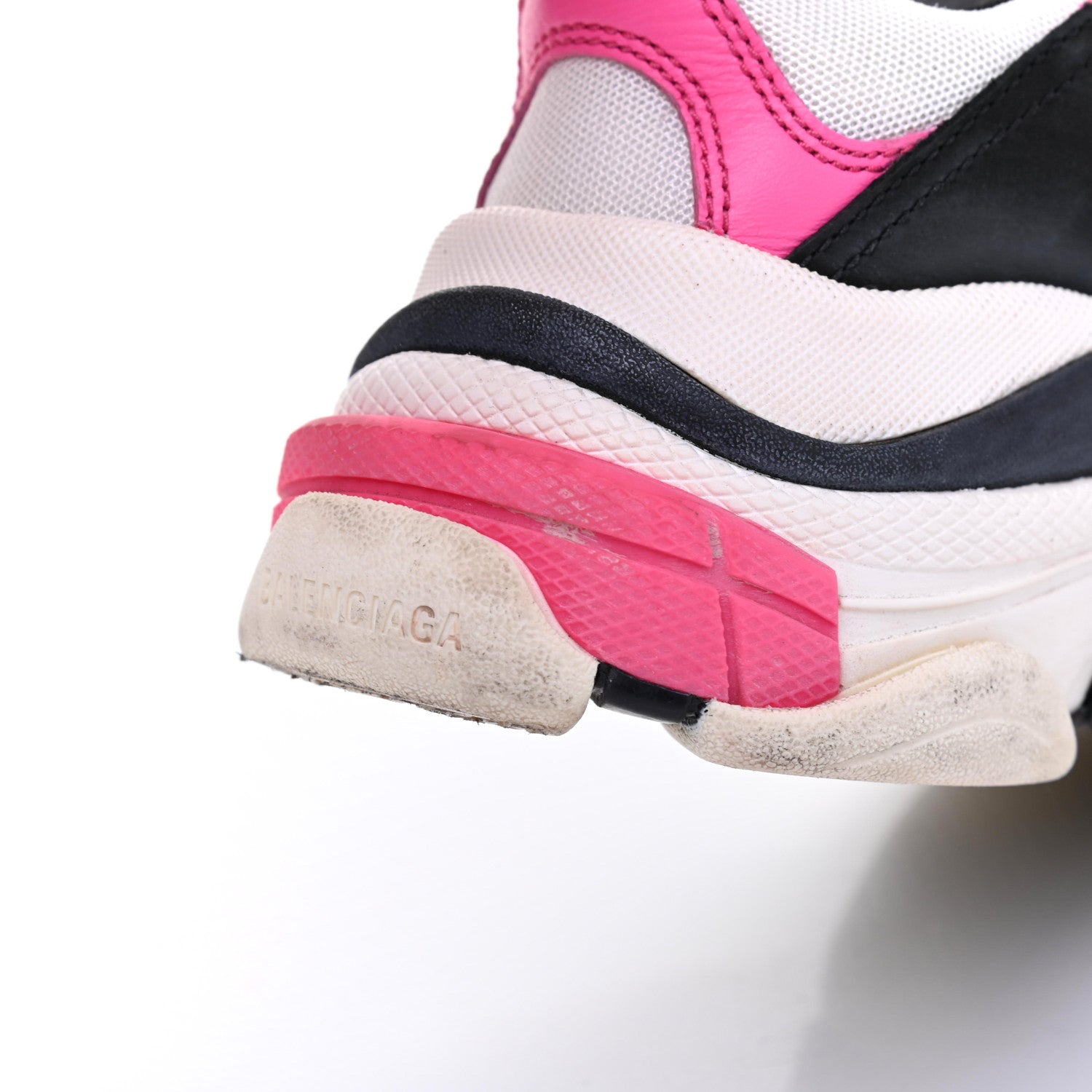Balenciaga Fabric Mesh Womens Triple S Sneakers 36 Rose Fluo Black White 13 of 16