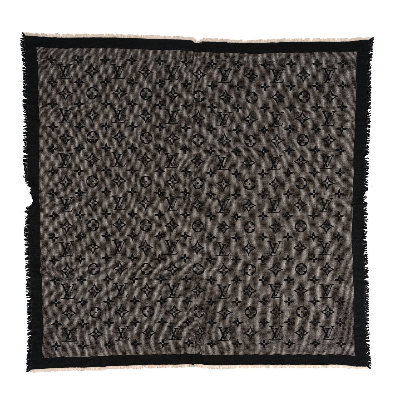 Louis Vuitton Silk Wool Monogram Denim Shawl Black 1 of 5