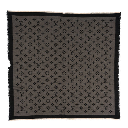 Louis Vuitton Silk Wool Monogram Denim Shawl Black 1 of 5