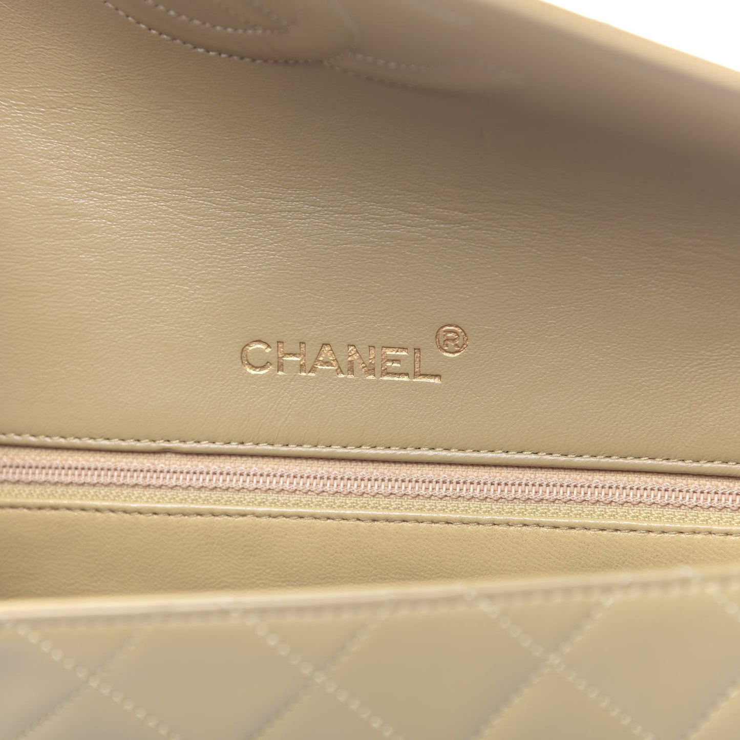 Lambskin Quilted Medium Single Flap Beige