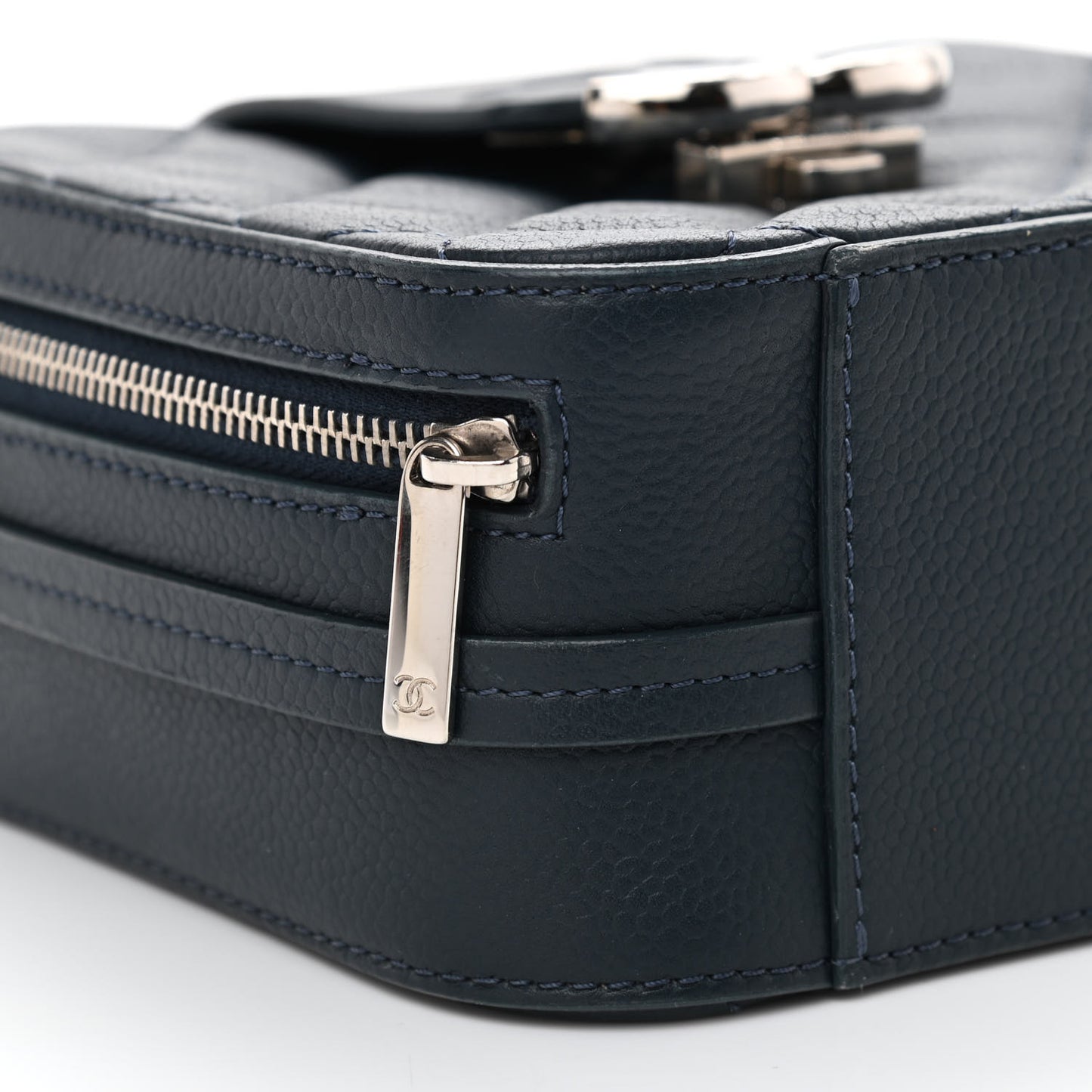 Caviar Quilted Mini CC Box Camera Bag Dark Blue