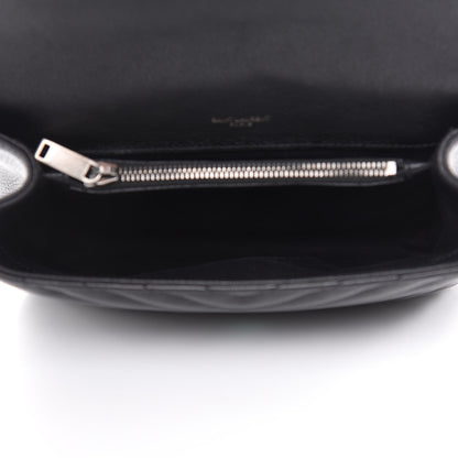 Saint Laurent Sheepskin Matelasse Chevron Monogram Medium College Bag Black 5 of 11