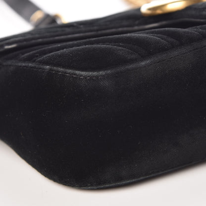 Gucci Velvet Matelasse Mini GG Marmont Shoulder Bag Black 9 of 12
