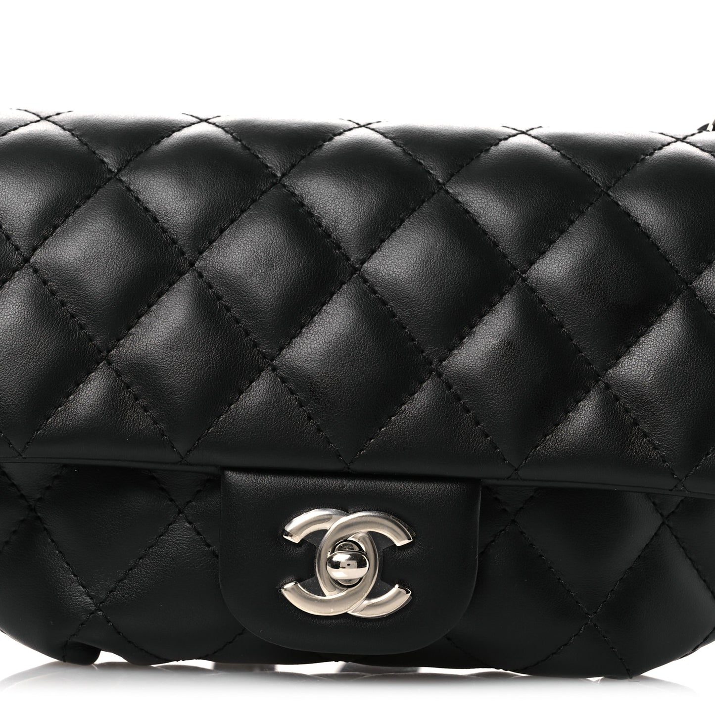 Calfskin Quilted CC Uniform Flap Belt Bag Black