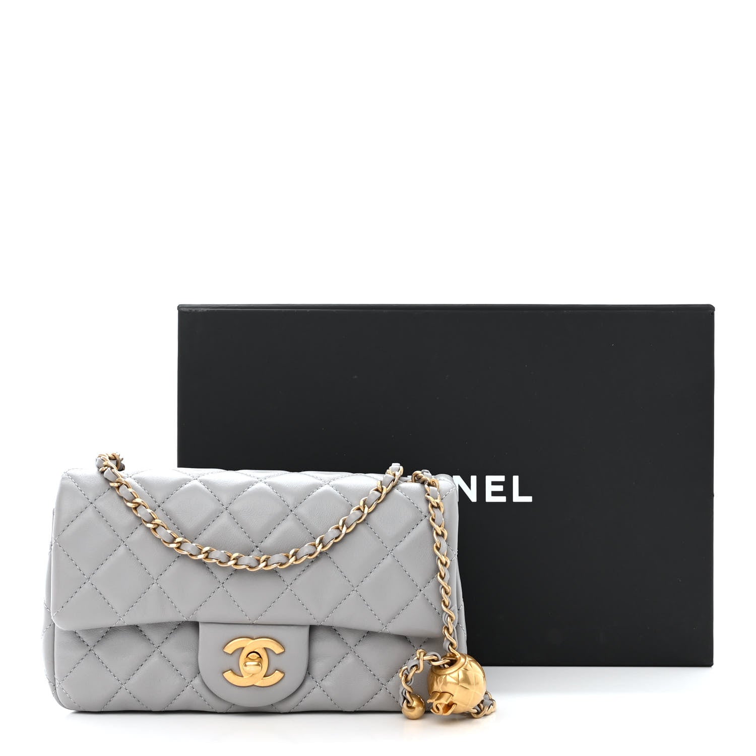 Chanel Lambskin Quilted Mini Rectangular Pearl Crush Flap Grey 11 of 11