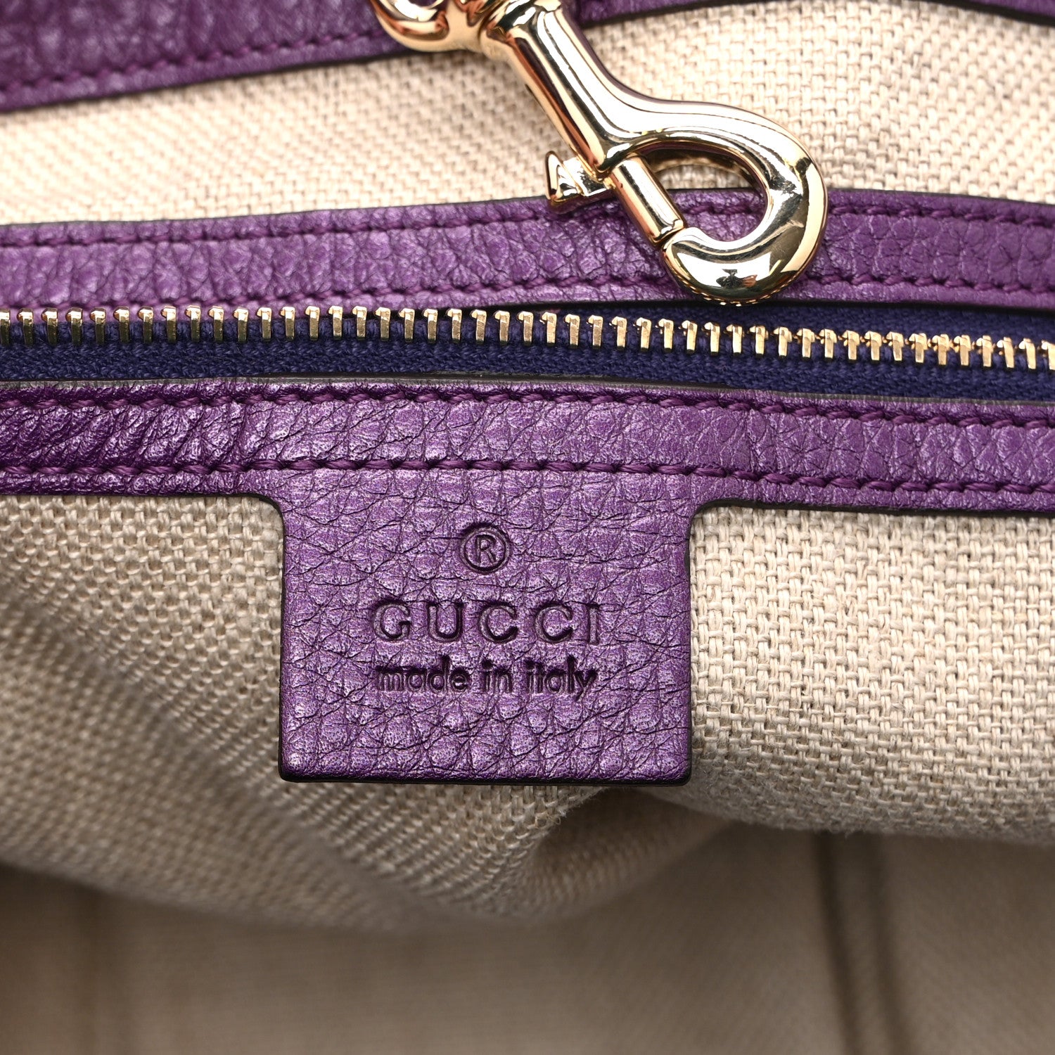 Gucci Pebbled Calfskin Greenwich Tote Purple 6 of 11