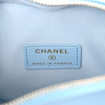 Chanel Lambskin Quilted CC In Love Heart Clutch With Chain Light Blue 6 of 11