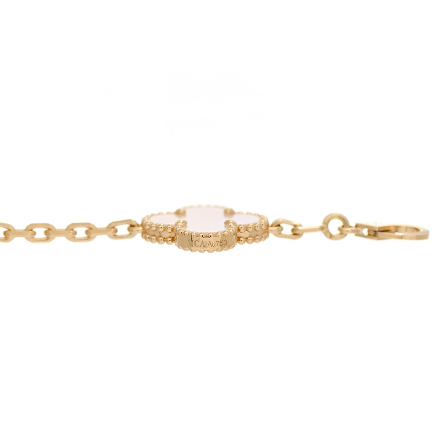 18K Yellow Gold Mother of Pearl 5 Motifs Vintage Alhambra Bracelet