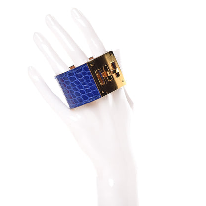Hermes Shiny Alligator Kelly Dog Cuff Bleu Electrique 2 of 6