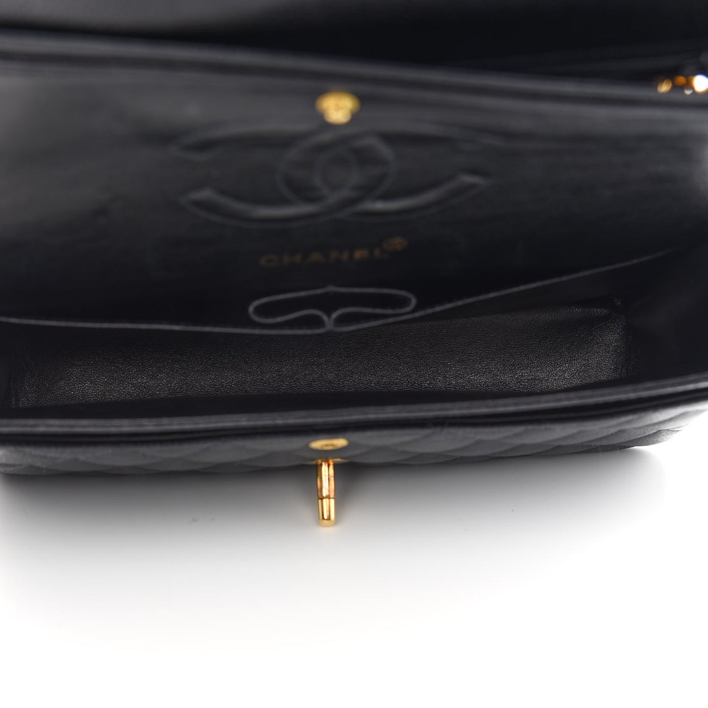 Caviar Quilted Medium Double Flap Black