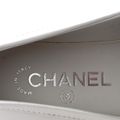 Chanel Shiny Lambskin Quilted CC Turnlock Loafers 35.5 White 6 of 10