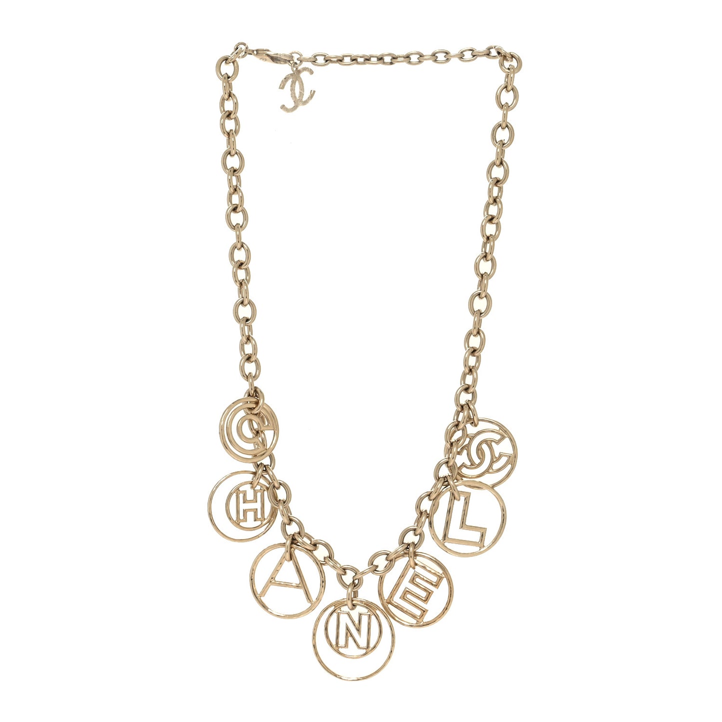 Metal CC Round Choker Necklace Gold